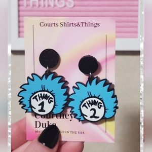 Cat in the hat dangle earrings